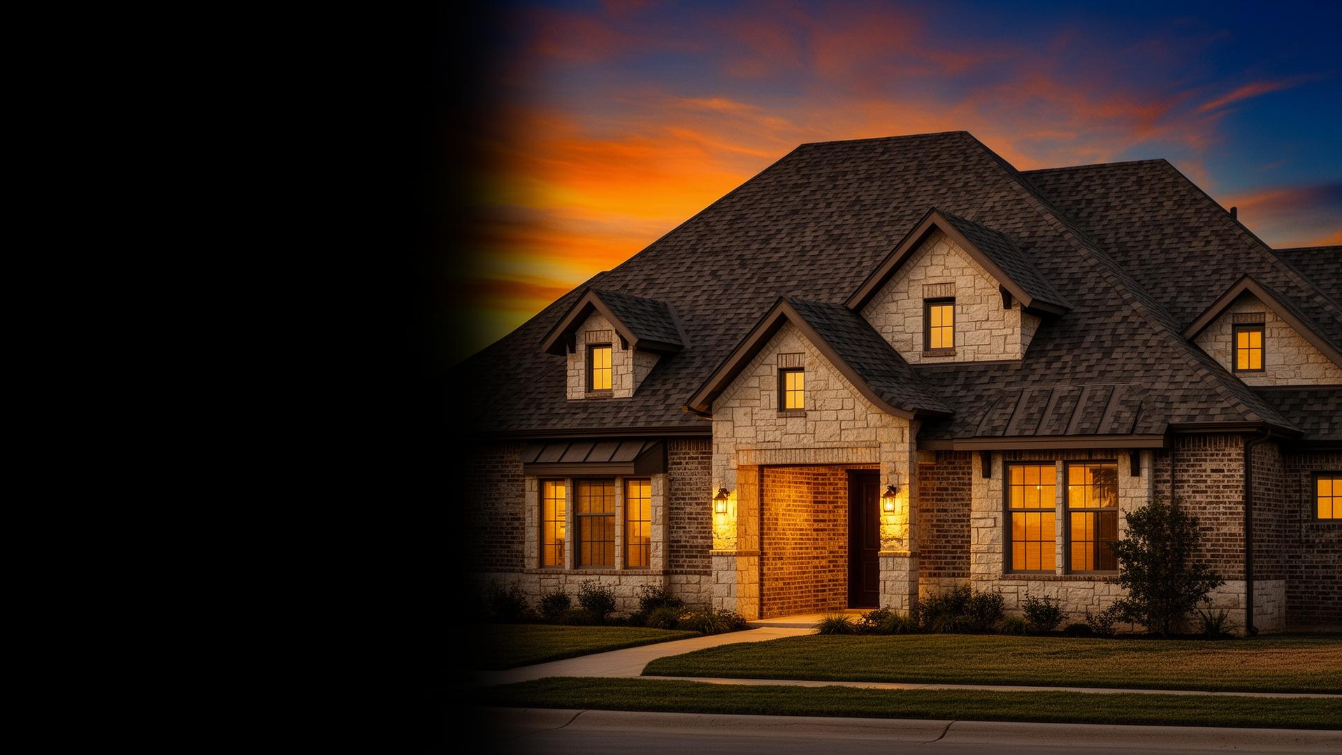Roof at sunset in Broken Arrow, OK